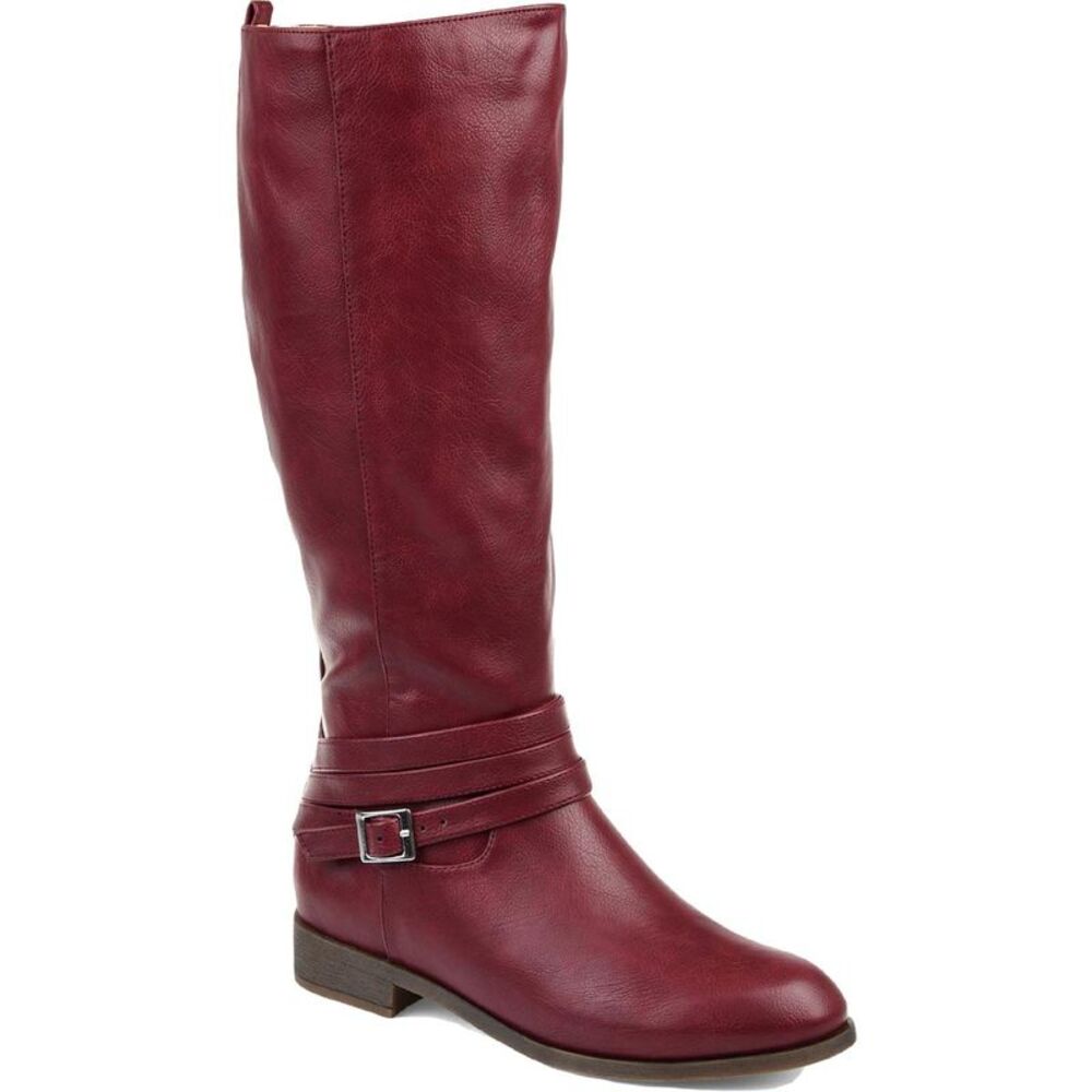 Journee Collection Womens Ivie Red Faux Leather Knee-High Boots Shoes New